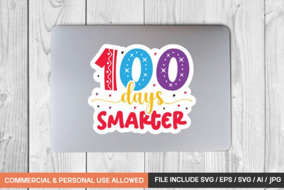 100 Days Smarter Sticker Design