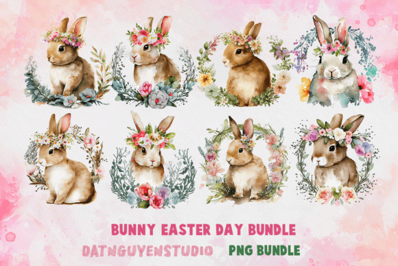 Bunny Bundle Easter Day Graphics for Crafts and Creative Publishing