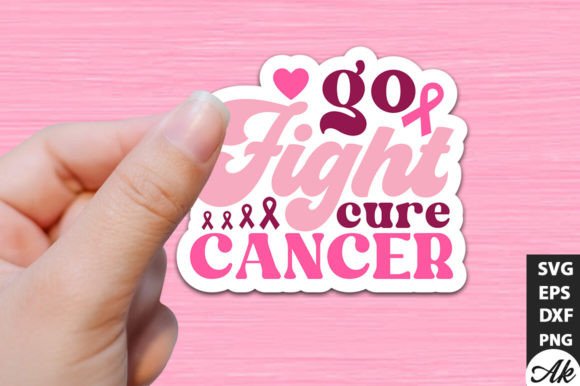 Go Fight Cure Cancer Retro Stickers: Graphics for Crafts