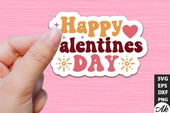 Happy Valentines Day Retro Stickers Desi