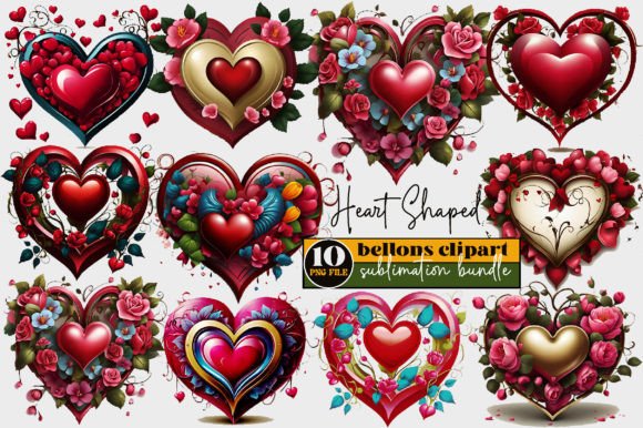 Heart Shaped Bellons Clipart Bundle: Graphics for Crafts