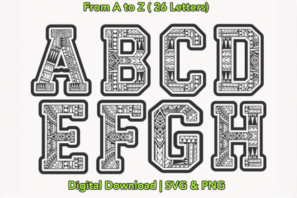 Polynesian Tribal Alphabet Clipart: A Bold Graphic for Crafts and Branding