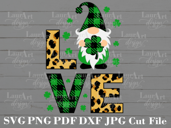 Saint Patrick's Day Love Gnome Plaid Graphics
