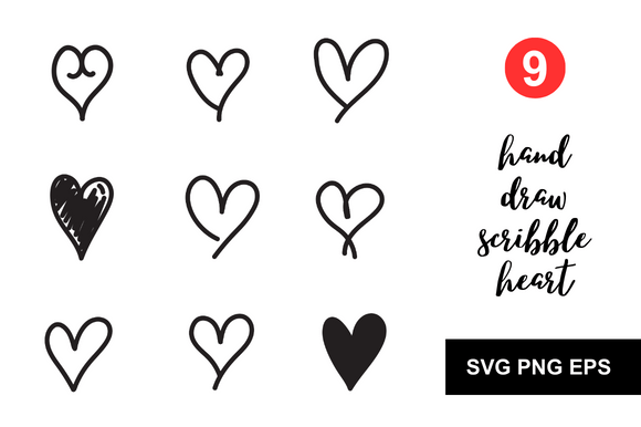 Scribble Heart Silhouette SVG Bundle: Graphics & Freebies