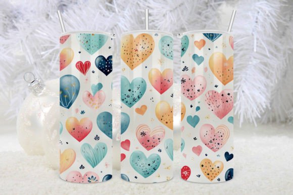 Valentines Water Color Hearts Tumbler 2: Graphics and Crafts for Branding
