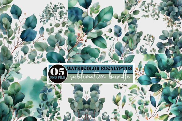 Watercolor Eucalyptus Clipart Bundle